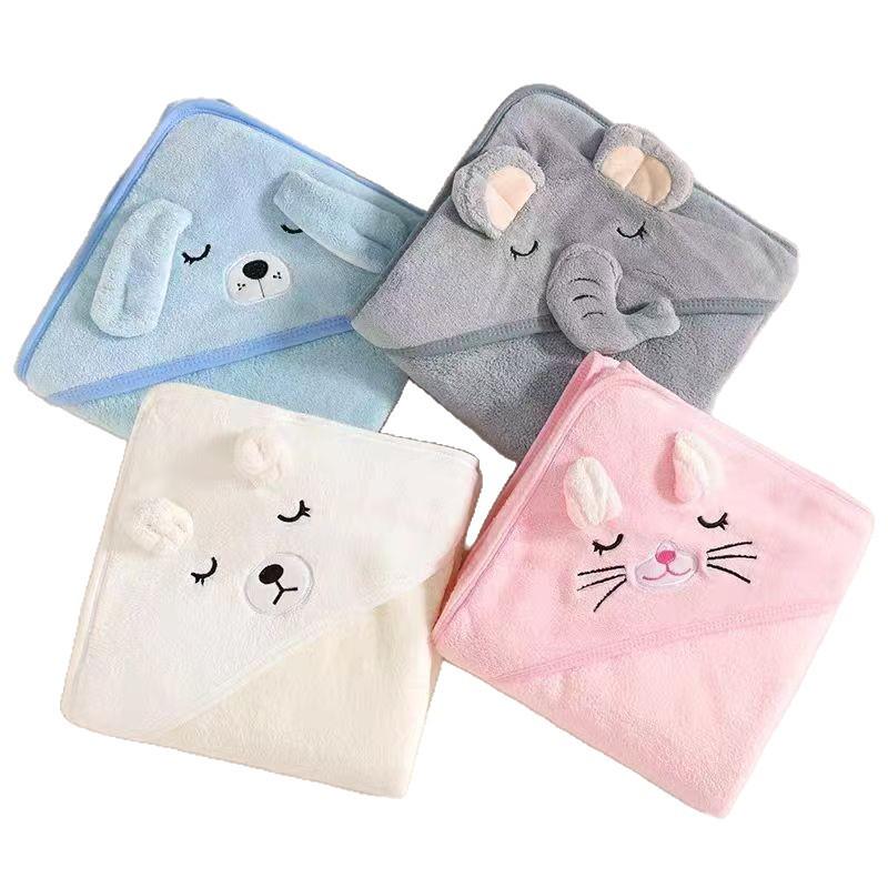 Cross-border Baby Coral Fleece Bath Towel: Hooded Baby Bathrobe & Homewear Swaddle Blanket