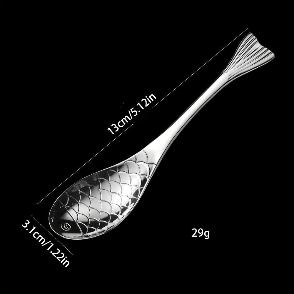 3/6/12 ks Nerezová sada příborů ve tvaru ryby s ozdobnými rukojeťmi, Elegantní lžička na kaviár, Polévková lžíce, Dezertní lžička pro domácnost