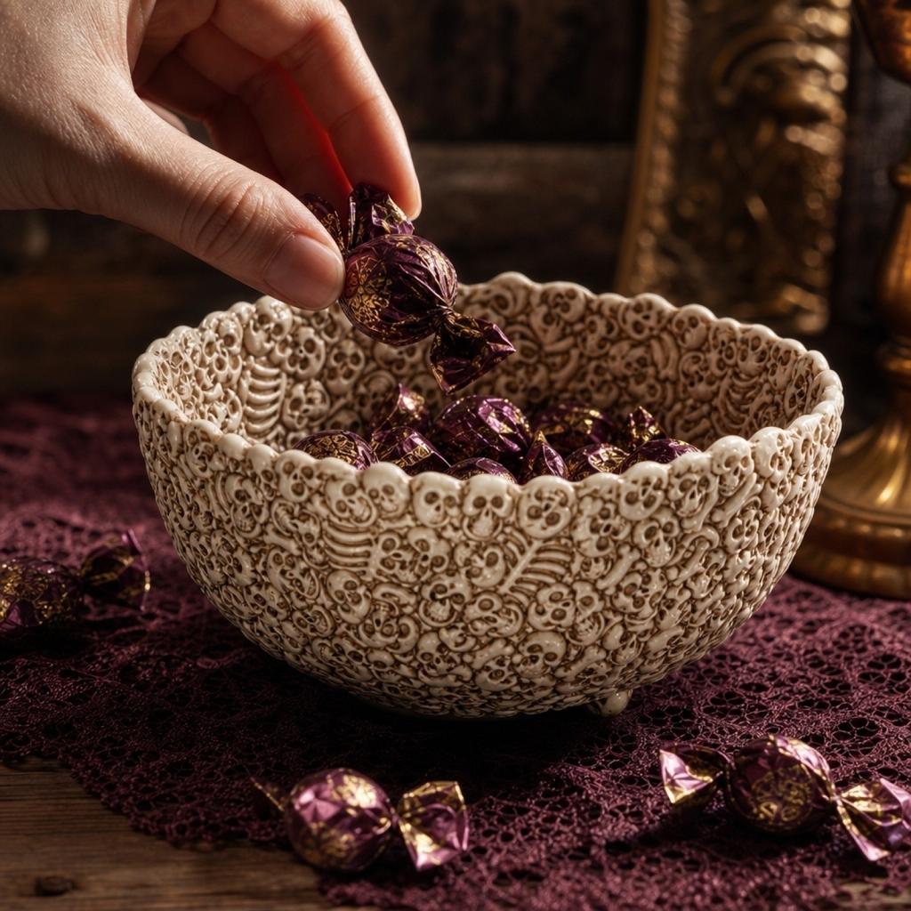 Resin Decorative Skull Bowl with Detailed Skeleton Design for Candy Storage and Display Not Suitable for Direct Food Contact