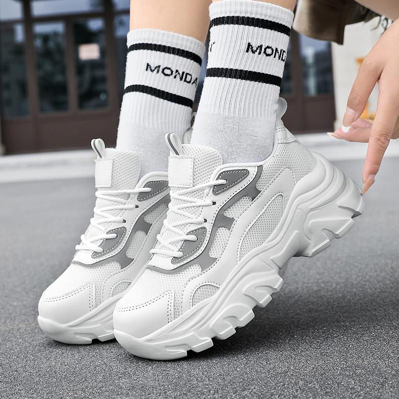 Unisex Sneakers Thick Bottom Mesh Fashion Lightly Increased Large Size Dad Shoes Couple Shoes