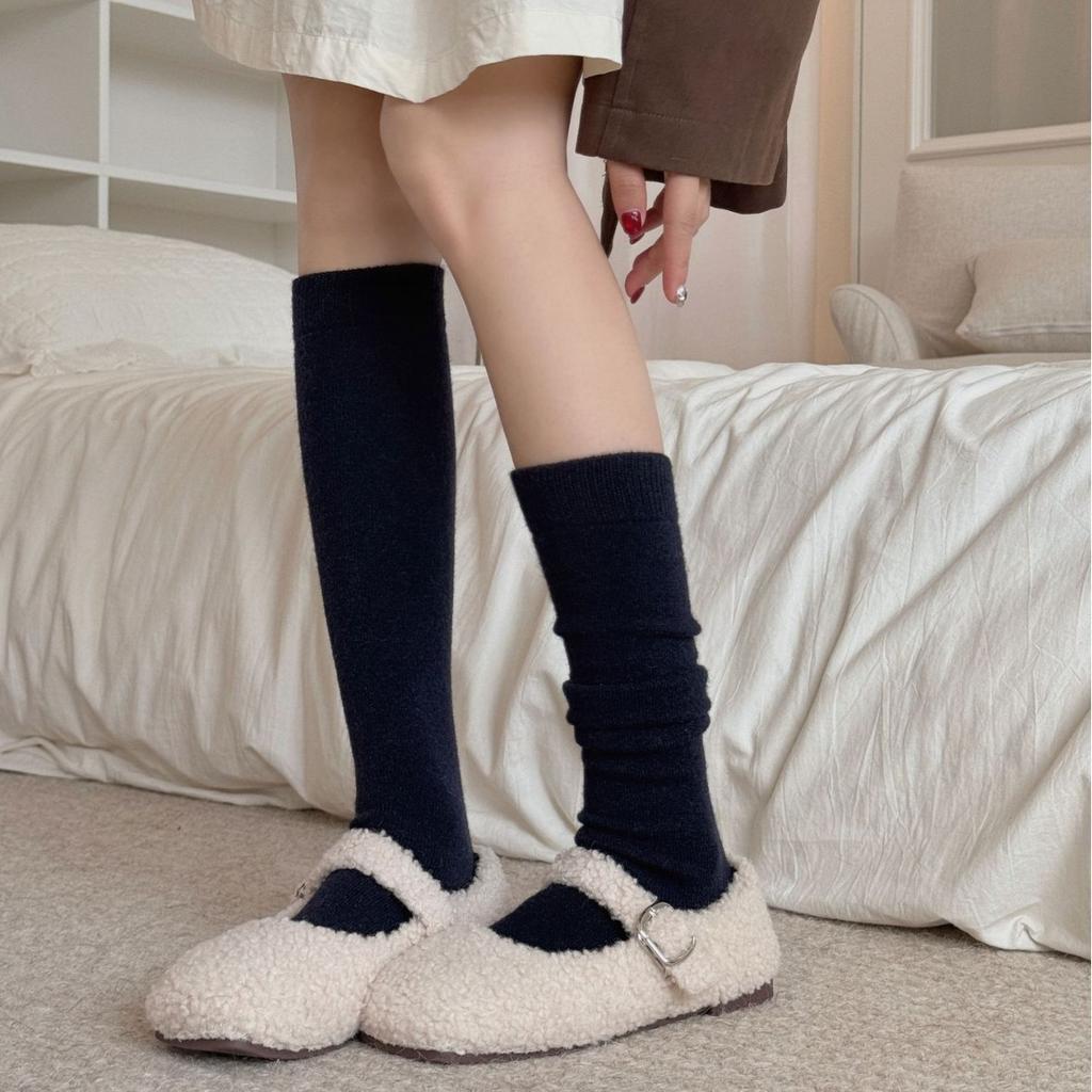 Calf Socks For Women Boneless Solid Color Stacked Socks For Children To Thicken Warm And Warm Thick Stacked Socks