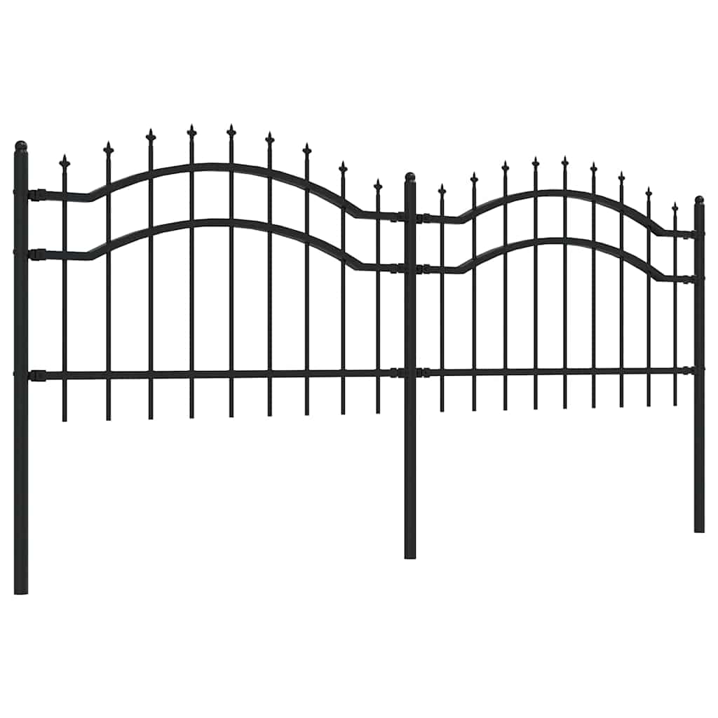 Woerden Garden Fence with Spear Point Top Black 240 X 75 Cm Steel