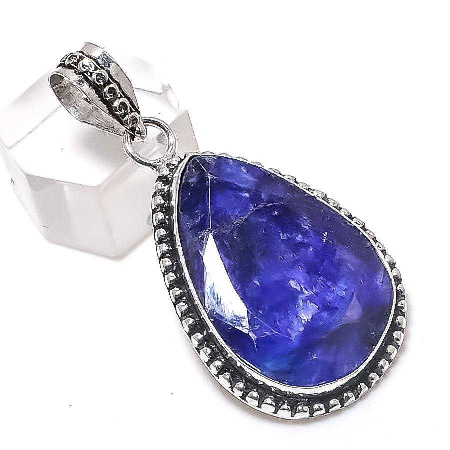 

Sapphire(Simulated) Gemstone 925 Sterling Silver Jewelry Pendant 1.93