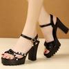 Fashion New High-heeled Sandals Summer Shoes for Women Platform Soft Leather Comfortable Heightening Women's Shoes Party Sandales Femmes