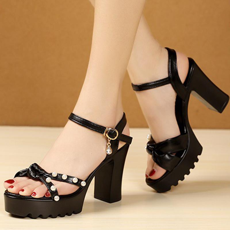 Fashion New High-heeled Sandals Summer Shoes for Women Platform Soft Leather Comfortable Heightening Women's Shoes Party Sandales Femmes