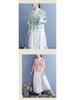 Women's Ethnic V-Neck Embroidered Cotton-Linen Cardigan Top and Mid-Sleeve Tea Dress