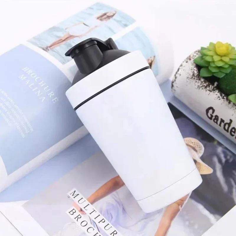 Protein Powder Shaker Bottle 500/750ml Leak Proof Water Bottle for Gym Fitness Sport Whey Shakes Cup with Scale Stainless Steel