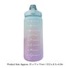 Straw Bottle Leakage Proof Frosted Gradient Color   Open Sports Water Cup with Handle Clear Scale 2000ml