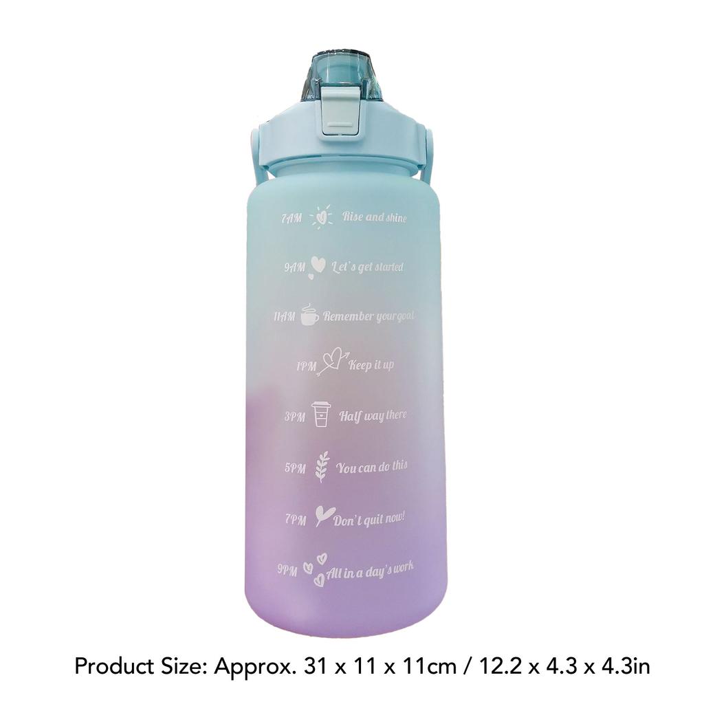 Straw Bottle Leakage Proof Frosted Gradient Color Open Sports Water Cup with Handle Clear Scale 2000ml