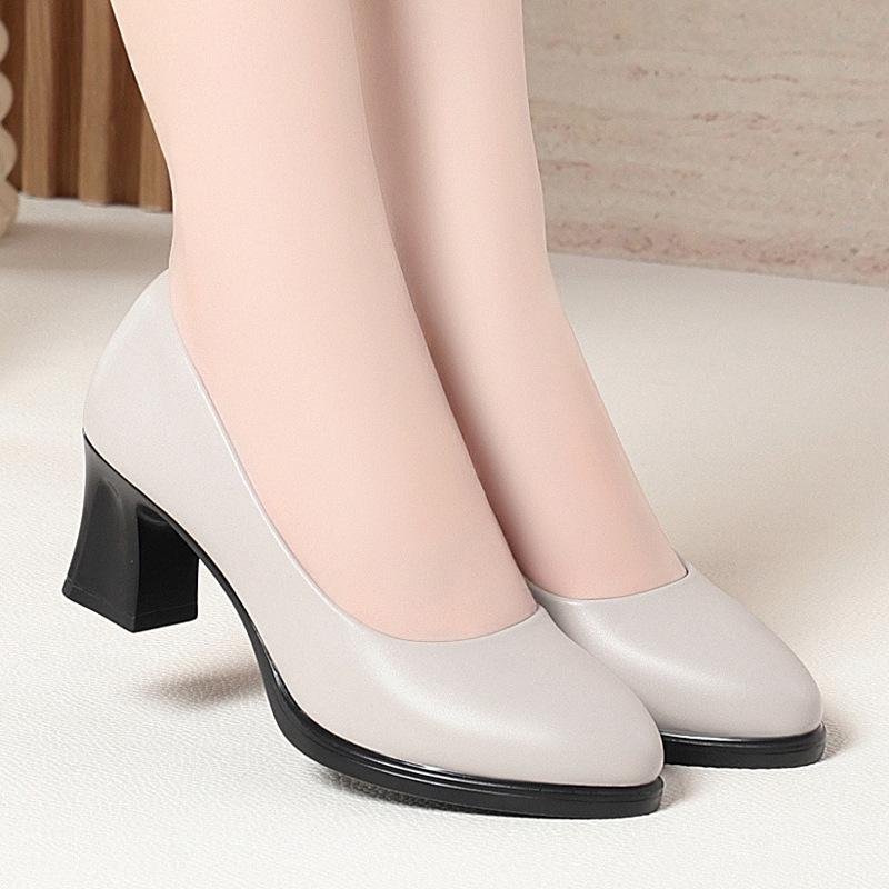 Jiuzhan Formal Work Shoes Black Versatile Tooling High Heels with Suit Leather Shoes Single Shoes Interview Women's Shoes