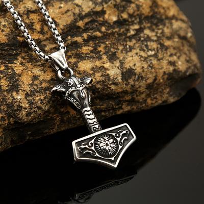 Titanium Steel Non-fading Jewelry Stainless Steel Thor Hammer Men's Necklace Viking Mount Raven Celtic Pendant