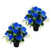 2pcs Long Time Faux Roses Adornment Realistic Silk Flower Bouquets for Cemetery and Christmas Home Decorations