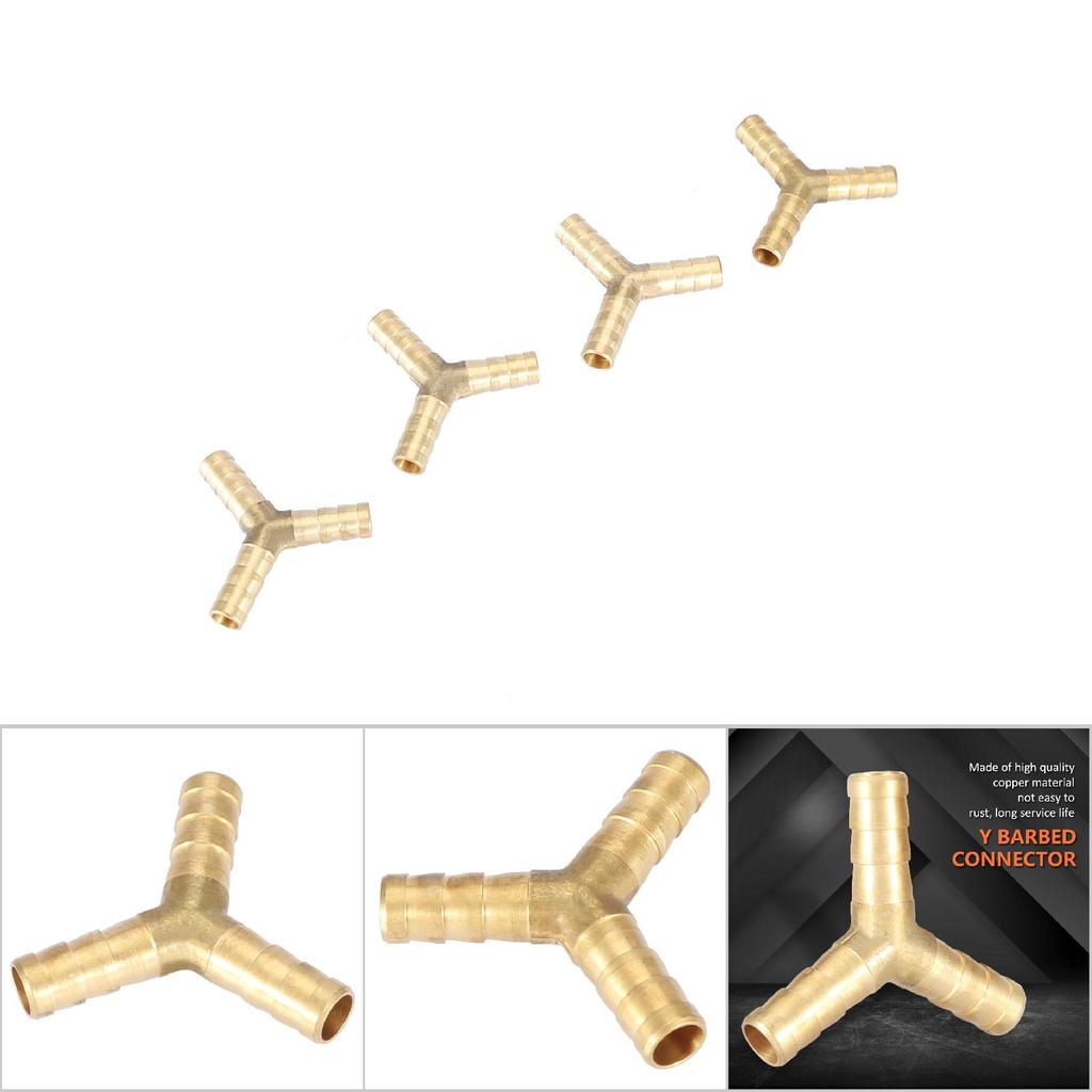 Brass Y 3Way Hose Barbed Connector Joiner Fitting Air Water Gas OD (8mm,4pcs)