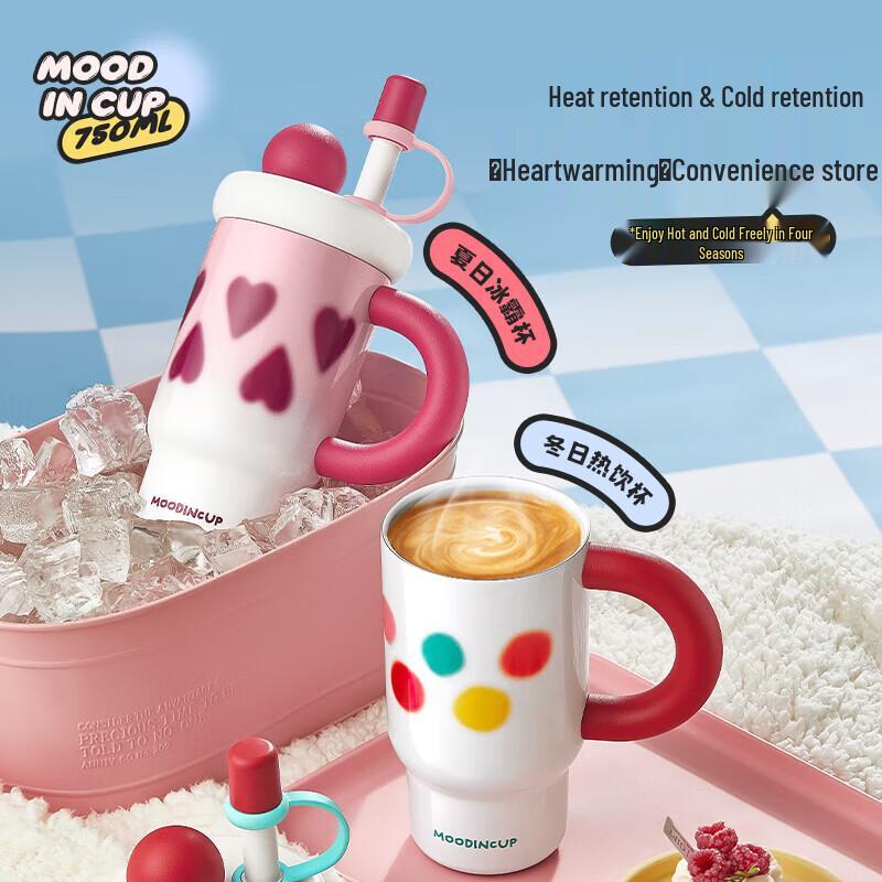 RELEA 750ml Ceramic Lined Insulated Straw Mug
