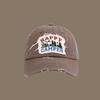 Happy Camper Patchwork Baseball Cap  Adjustable Snapback Lightweight Polyester Distressed Design with Forest  Campfire Graph