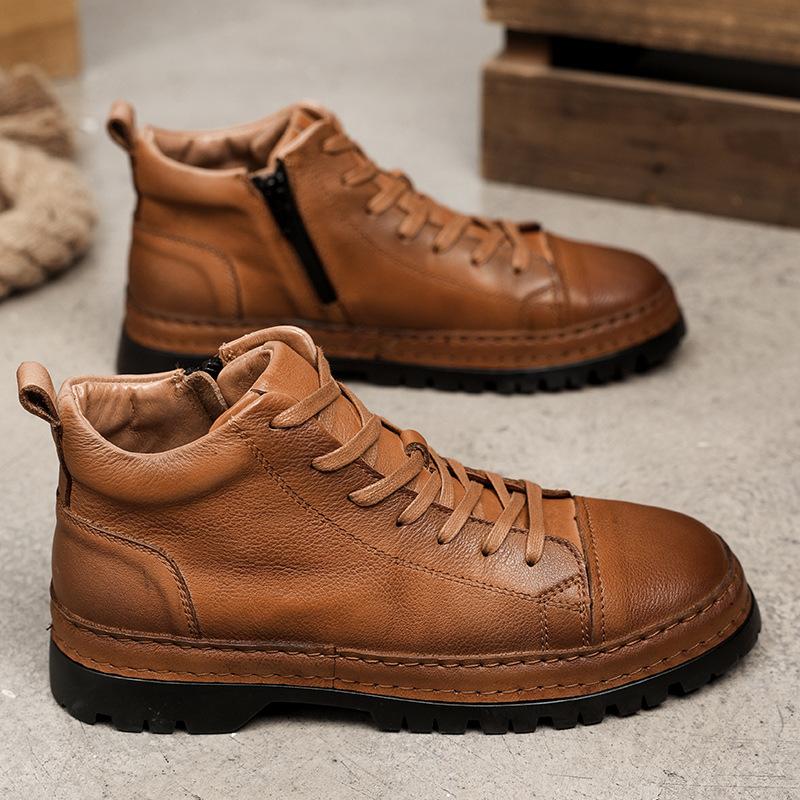 

2025 high-top first-layer cowhide retro men s Martin boots British style mid-top handmade trendy shoes high-top Martin boots men 44