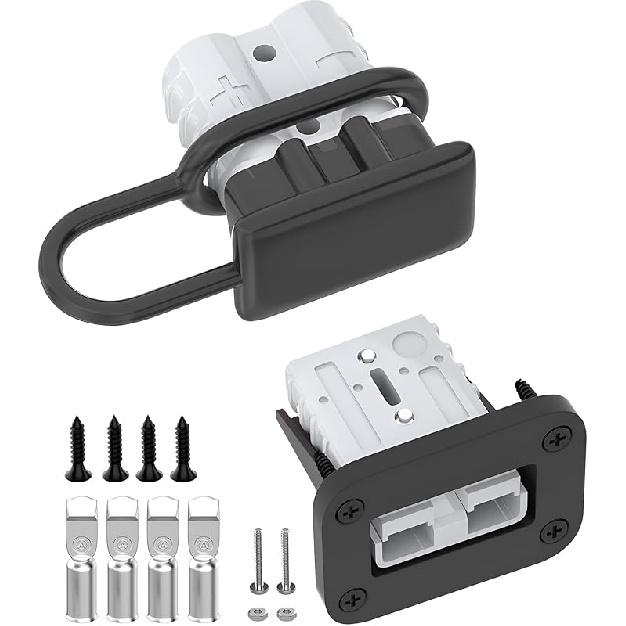 IZTOSS 2PCS 50A Anderson Connector 6 To 12 Gauge Battery Quick Connect/Disconnect Connector 3.28FT 8AWG Cable O-Ring Terminal With Bracket And