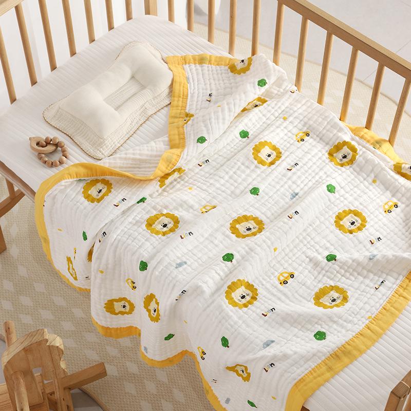 110x110cm High Density Pure Cotton Six-Layer Gauze Baby Bath Towel and Toddler Blanket