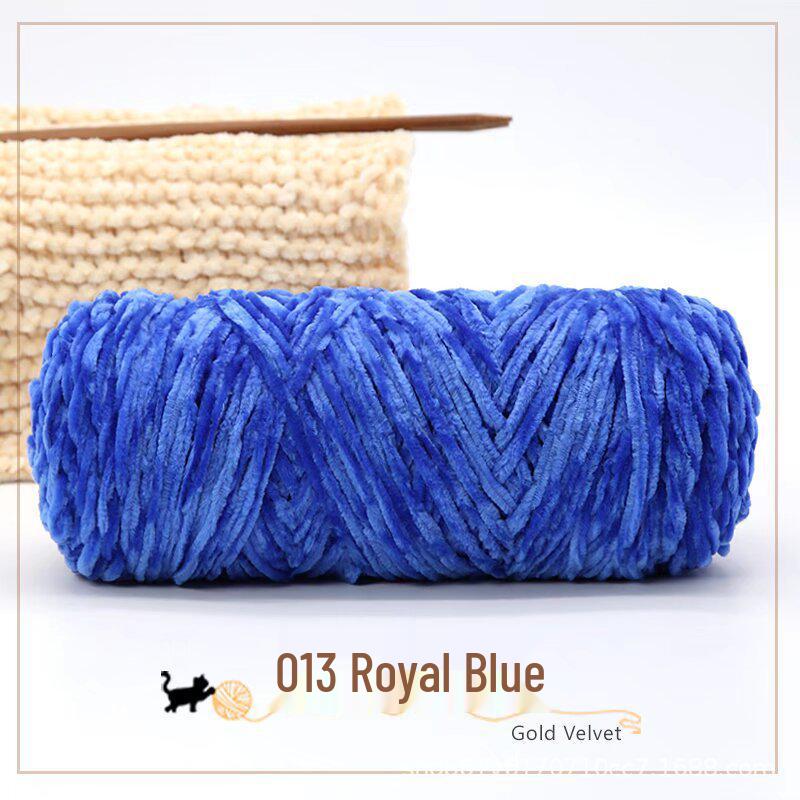 Golden Chenille Silk Velvet Yarn: Medium-Thick Polyester Yarn for Scarves, Glossy Velvet Crochet, and Wool Knitting Projects.