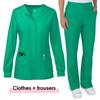 Damen Langarm Kasack-Anzug, Schönheitsstudio Druckknopf Cardigan Jacke Arzt Krankenschwester Arbeitsuniform Set