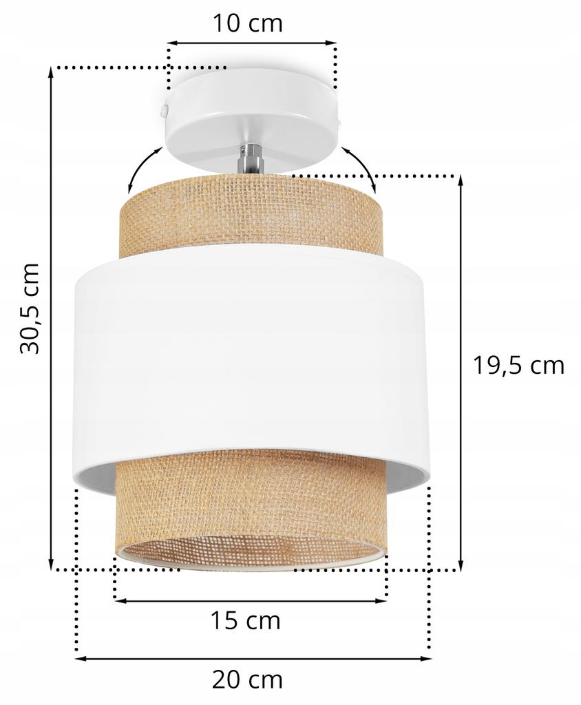 Ceiling Lamp, Wall Lamp, Lampshade, Boho, Jute, 20 Cm