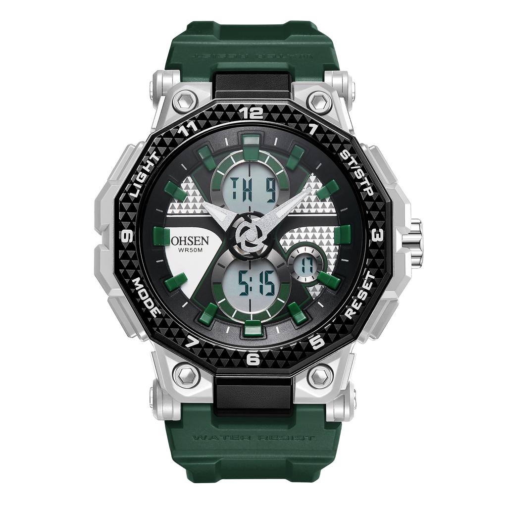 Fashion Trendy Sports Men's Electronic Watch LED Light Analog Digital Dual Display Calendar Multifunctional Watch Reloj Hombre