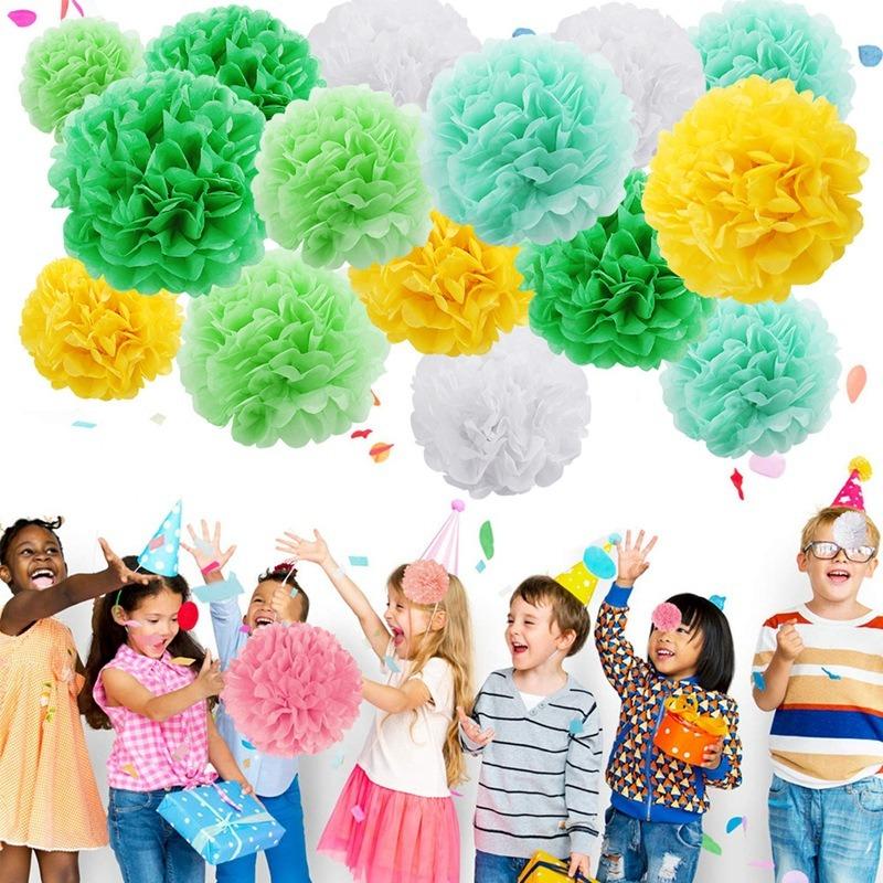 10-35cm Tissue Paper Pompoms Wedding Decorative Paper Flowers Ball Baby Shower Birthday Party Decoration paper pom poms DIY