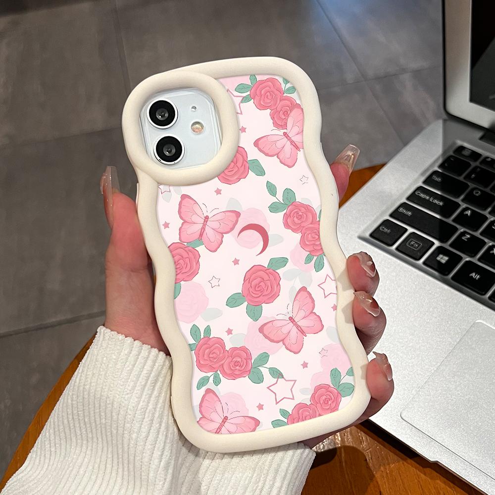 Painted Pattern Big Wave Edge Soft Silicone Material Macaron Phone Case Shockproof Protective Rubber Casing for iPhone Huawei Honor Infinix Tecno