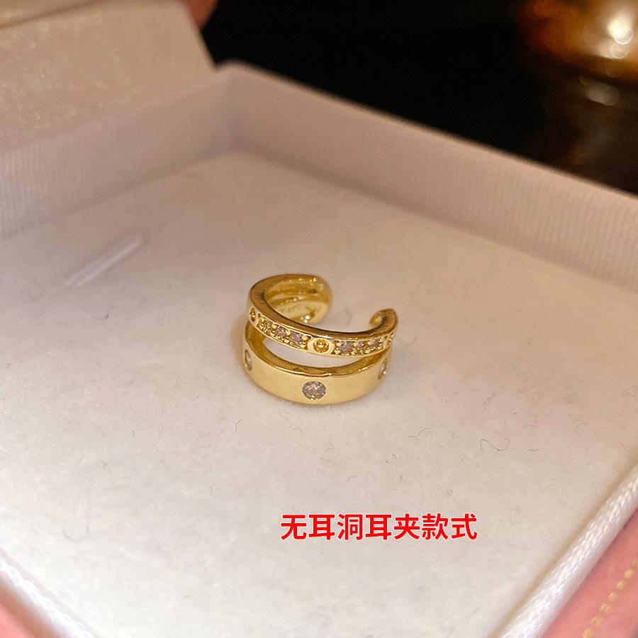 

K real gold electroplated zircon love fashion ear clips European and American personality temperament ear bone clips light luxury high-end earrings