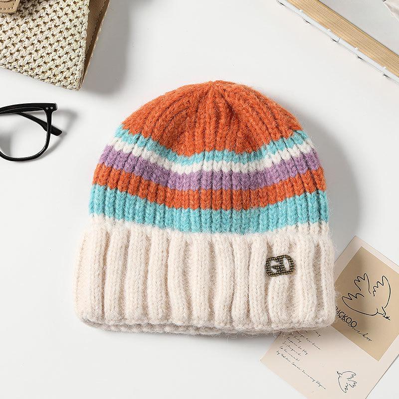 Knitted Warm Hat Ladies Pullover Ear Protector Confinement Windproof Hat Outdoor Cycling Sports Wool Hat Tide