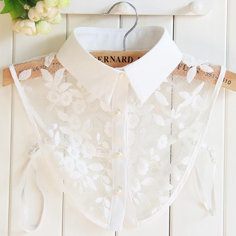 Autumn Winter Women s Versatile Floral Lace Doll Collar Accessory - Pointed False Collar Shirt.