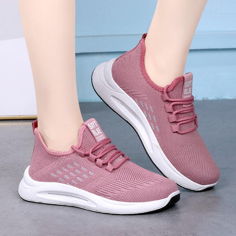 Women's shoes sports shoes breathable casual soft-soled single shoes autumn fly-woven mesh shoes student running shoes women