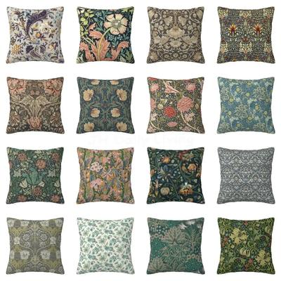 William Morris Print Square Throw Pillow Covers Soft Cozy Pillow Case for Home Sofa Bed Car Decor 18x18 Inch Cushion Cover