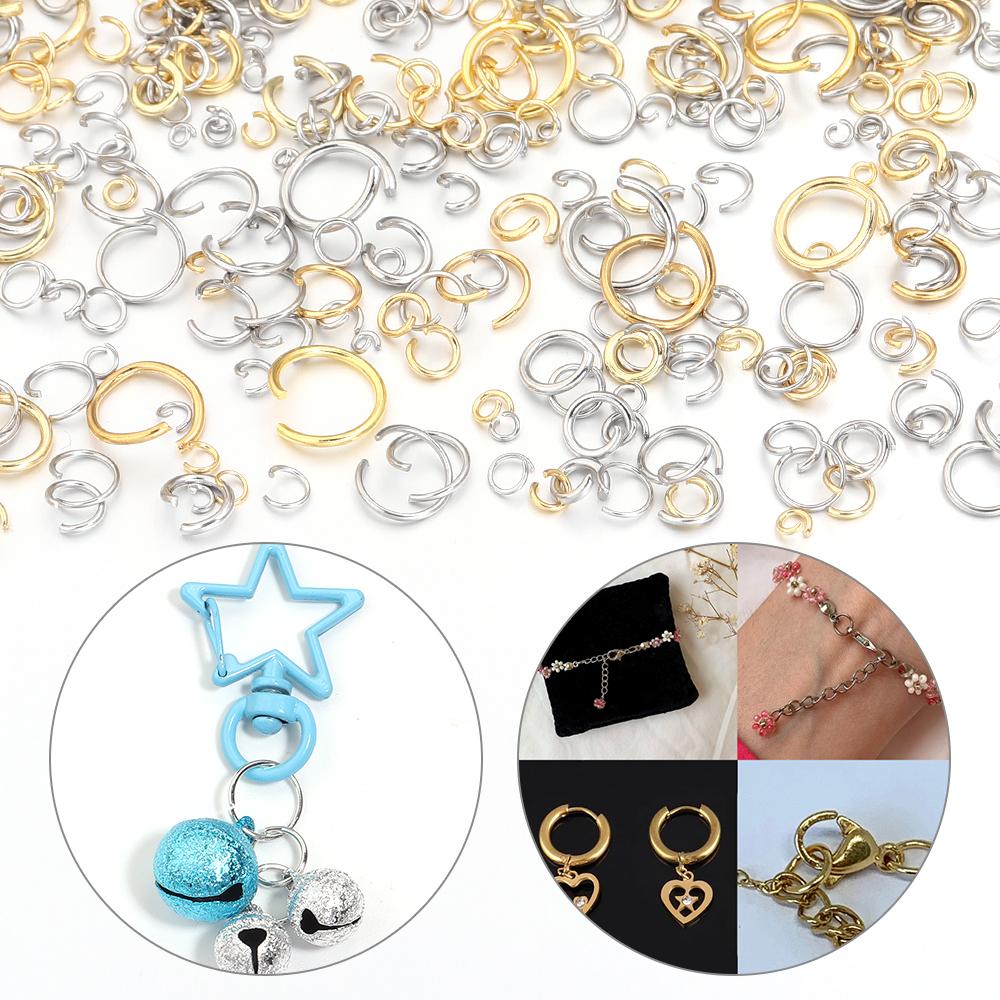 100-200 Stück/Los Edelstahl Sprengringe Spaltring Mehrgrößen Offener Ring Für DIY Schlüsselanhänger Armband Schmuckverbinder Zubehör