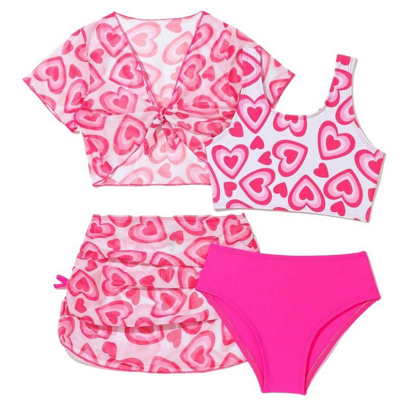 

Детские купальники с принтом сердечек для девочек 4-7 лет, 4 шт. 6Y