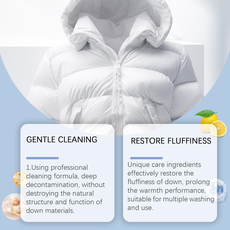 Down Jacket Detergent, Gentle And Non-Irritating, Cleans And Removes Stains, Fluffs Up The Garment, Suitable For Both Machine And Hand Washing.