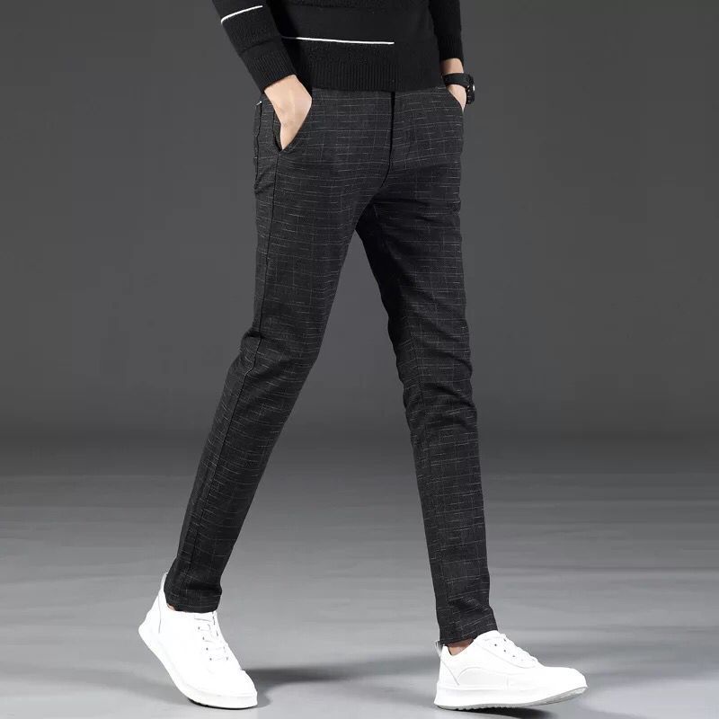 

Заостренные повседневные брюки мужские тонкие мужские эластичные брюки небольшого кроя модные брюки мужские прямые брюки 29 чёрный