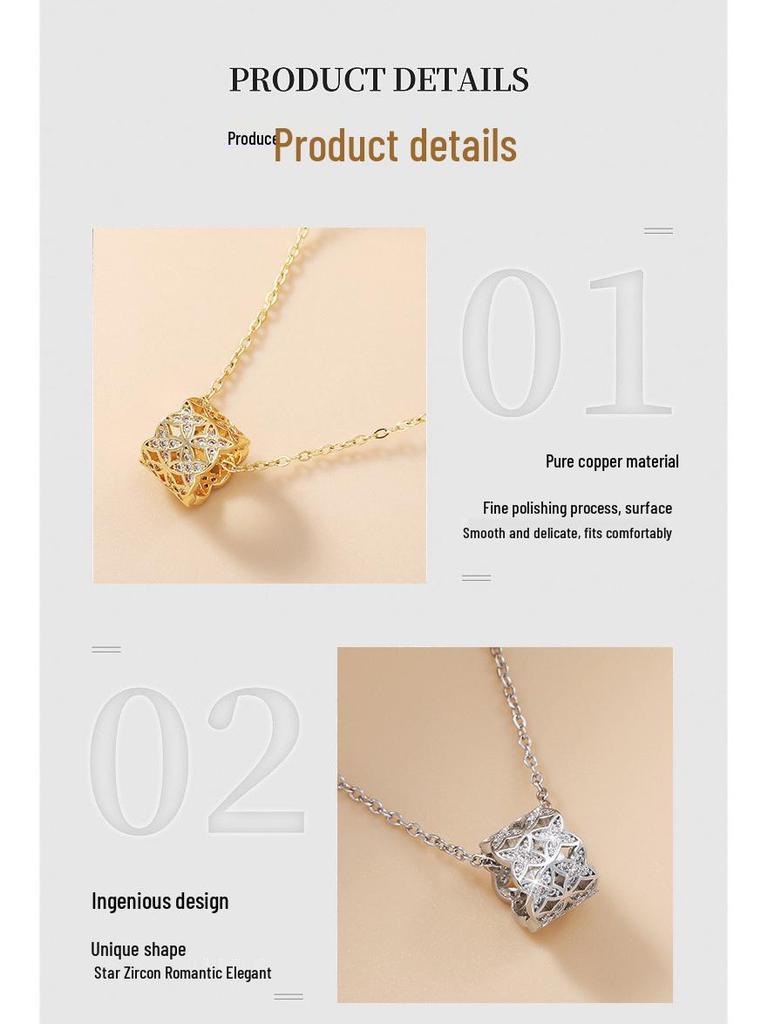 Collier Pendentif Zircon Élégant Double Rang pour Femmes - Cuivre, Design Simple & Exquis