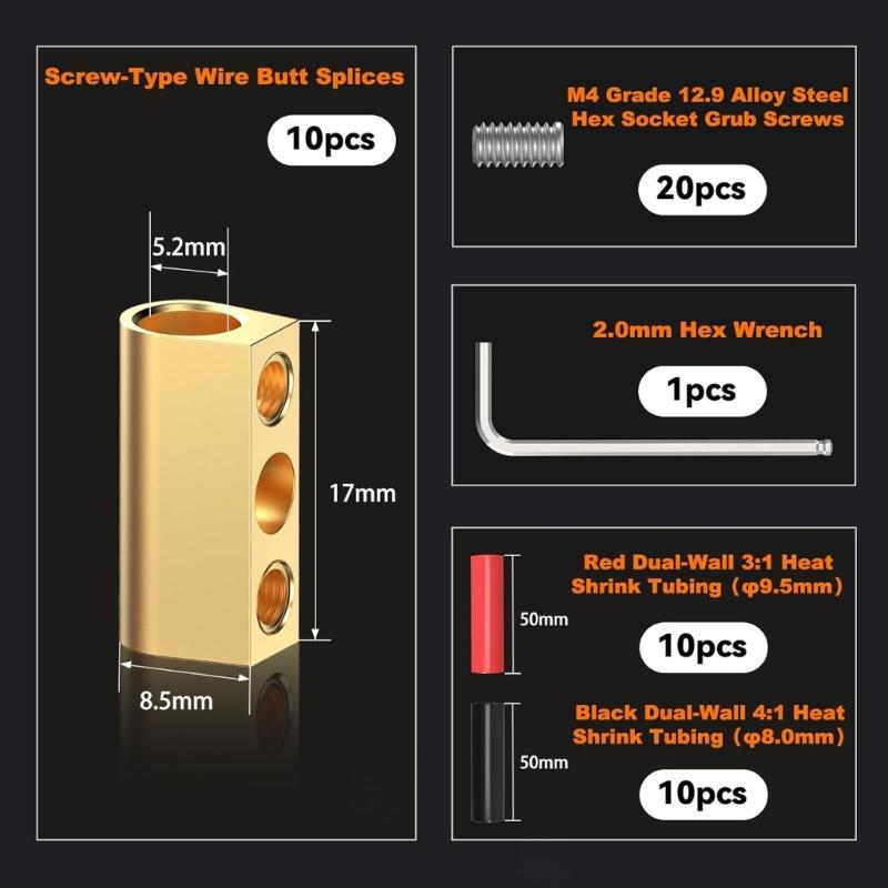 80A Brasses Wire Terminal Connectors for 10 6 AWG Cables Perfect for Automotive Marine Solar Industrial DIY Applications