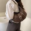 Trendy Hobos Crossbody Bag for Women Designer Rivet Shoulder Bag Fashion Half Moon Handbag Tote Lady Travel Shopper Bag Female