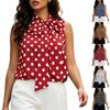 Damen Plus Size Ärmelloses Tanktop Polka Dot Print Rundhals Krawatte vorne Sommerurlaub