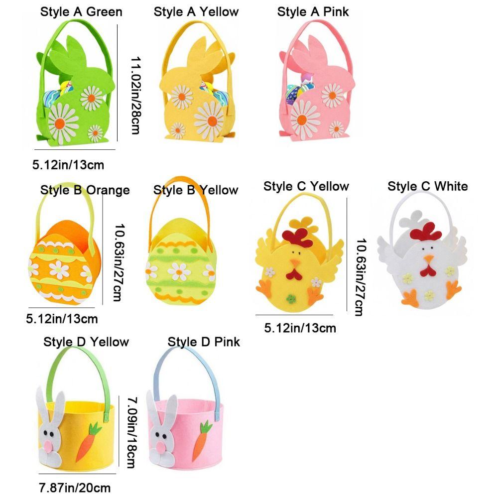 Cartoon Rabbit Egg Basket Cute Candy Gift Bag Multi-functional Easter Felt Basket  Easter Egg