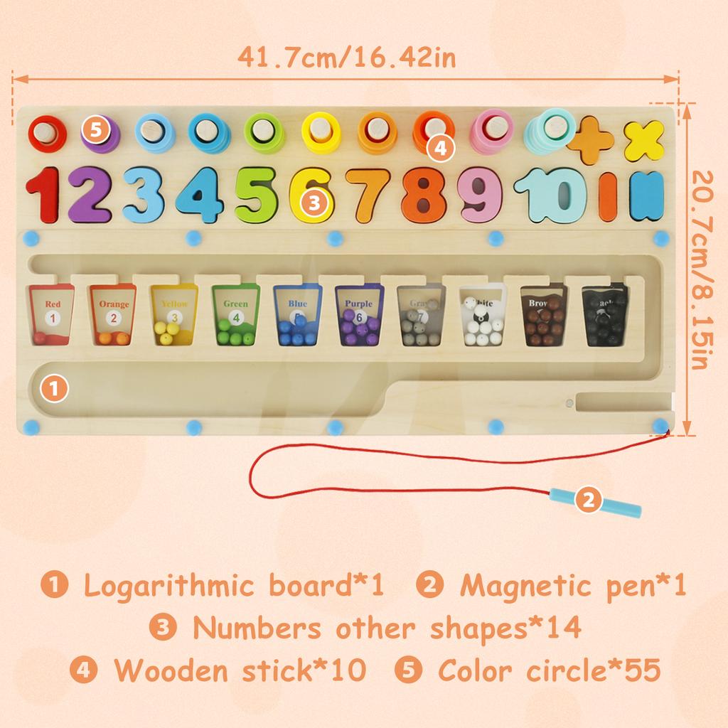 Magnetic Color and Number Maze with Magnetic Pen Wooden Counting Maze Educational Fun Counting Matching Games Montessori Toy