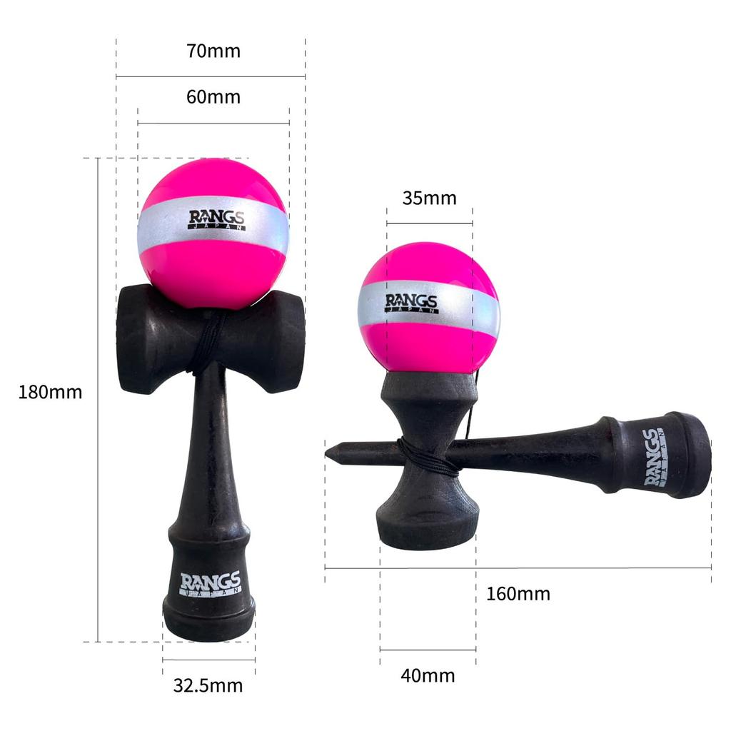 RANGS JAPAN Wooden Includes spare string and Ages 6 and KENDAMA (RANGS) Kendama, Pink, (Beech), threader, up,