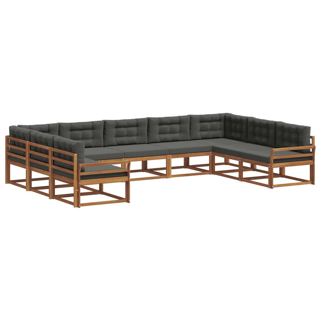 Outdoor Sectional Sofa Set with Cushions 9 pcs Natural and Anthracite