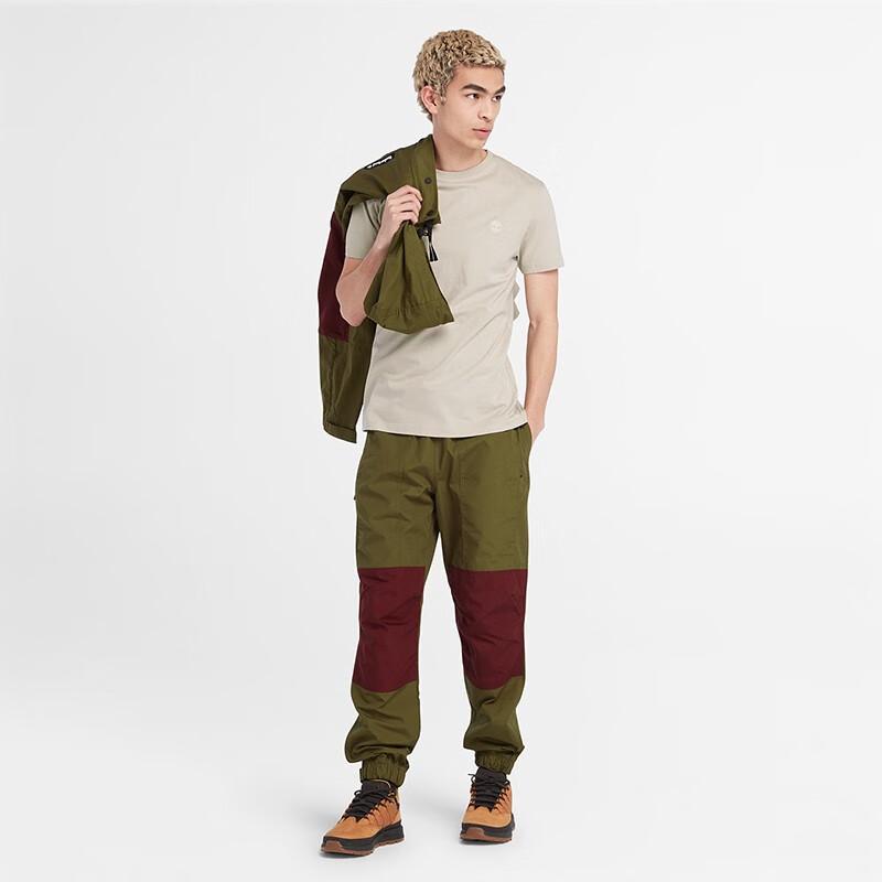 Timberland Spodnie casualowe męskie w bloki kolorystyczne, outdoorowe, wodoodporne, ze ściągaczami u dołu, ciemnooliwkowozielone A6JQ1-302