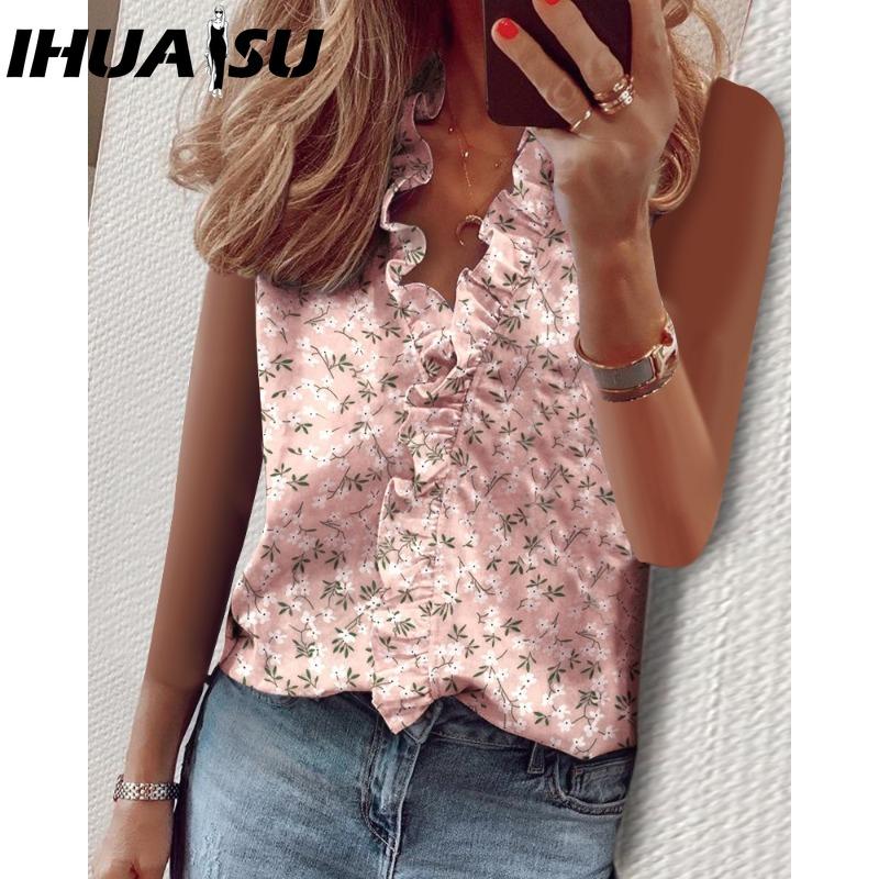 

IHUASU Women s Fashion Casual Sleeveless V Neck Blouses & Shirts XXXXXL