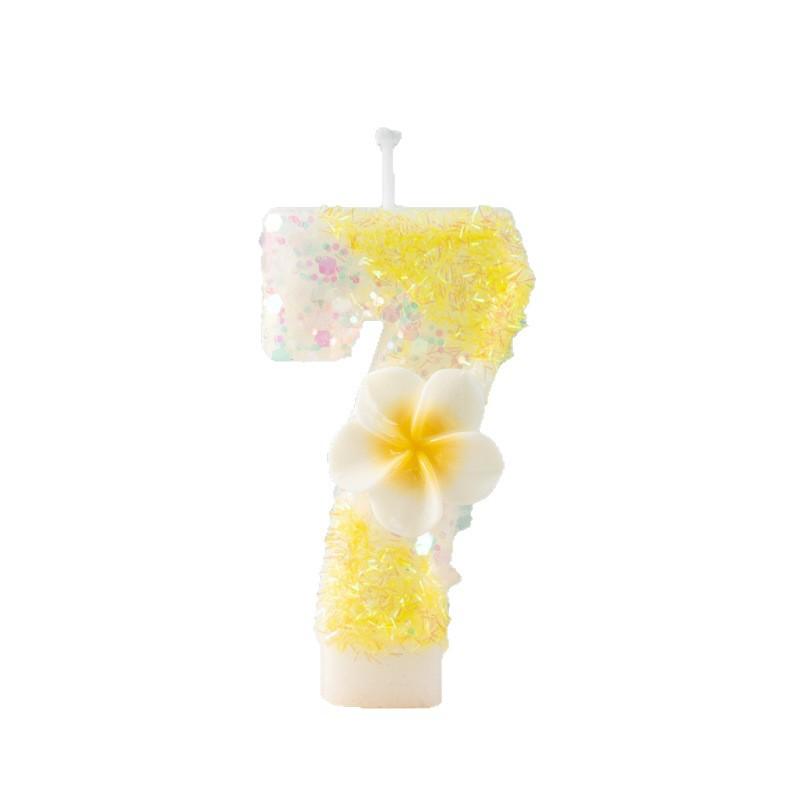 Creative Small Yellow Flower Numbers Birthday Candle Cake Party Decoration First Birthday Celebration