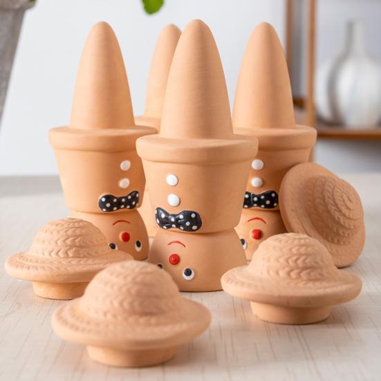 4Pcs Watering Machine Multi-function Ceramic Watering Nail Scarecrow Shape Self-waterer Device Soil Moisture Regulation Flower Waterer