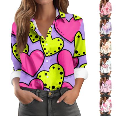 Women's Long Sleeve Buttoned Floral Print Casual Shirt Top